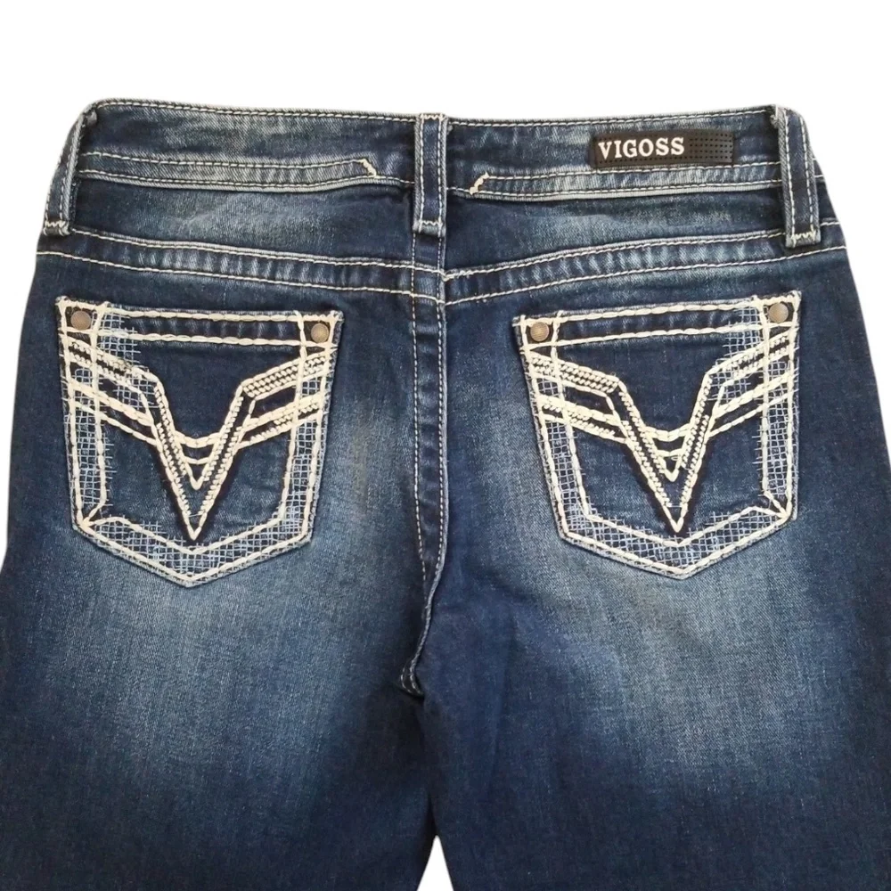 Vigoss‎ Heritage Fit Embroidered Denim Capris Size 6